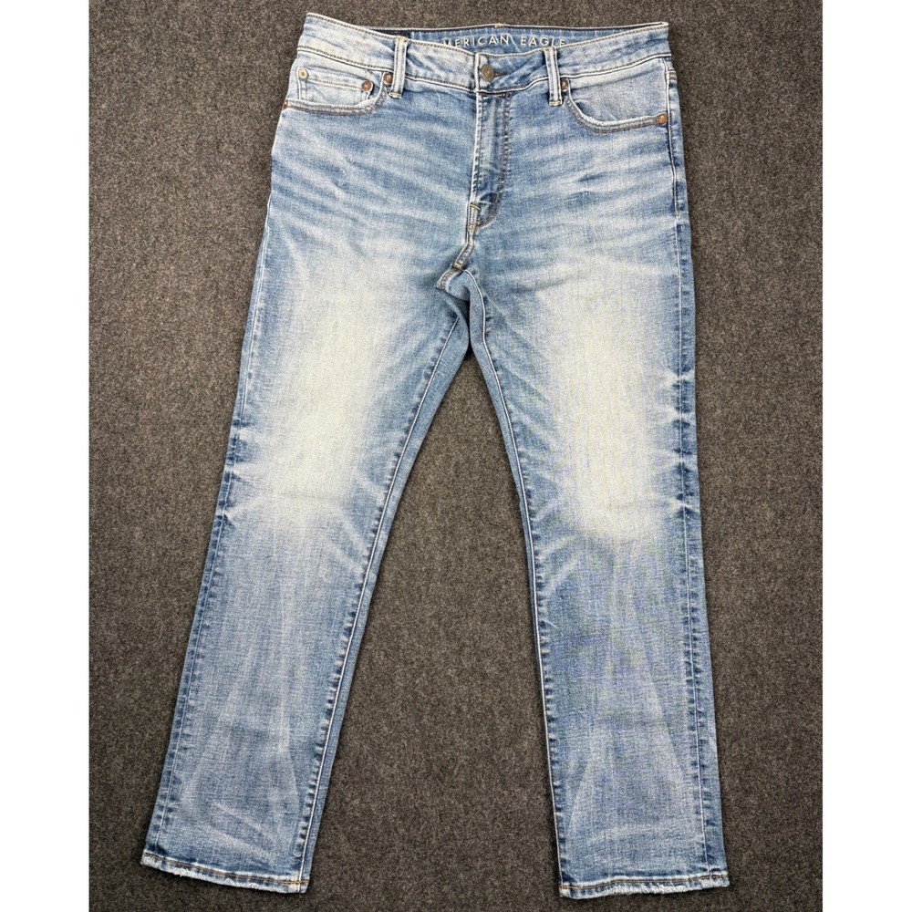 American Eagle Ne(x)t Level Slim Straight Jeans Light Wash Mens 33x30 Fits 32x28